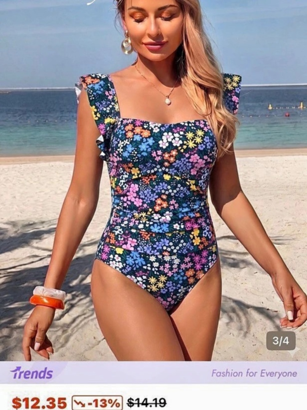 SWIMway Floral One-Piece Swimsuit in Blue